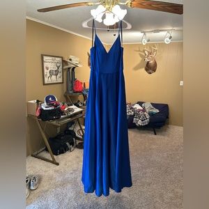 Silk blue prom dress